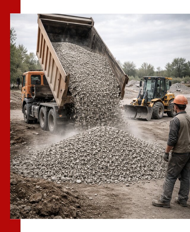 Доставка щебня в Белореченске крупными и мелкими фракциями