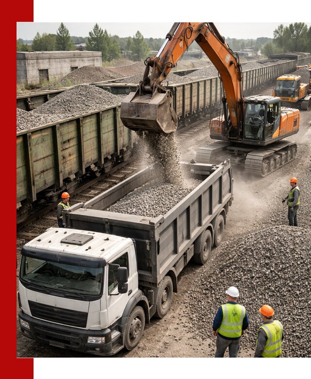 Железнодорожный щебень фракция 25–60 для поставок в Белореченске