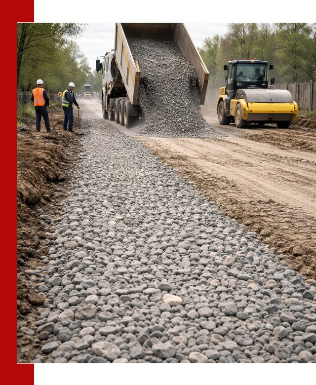 Доставка щебня для отсыпки дорог в Белореченске высокого качества