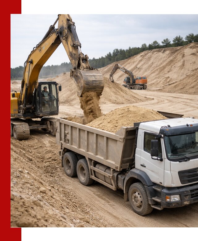 Доставка карьерного песка с самосвалами и разгрузкой в Белореченске