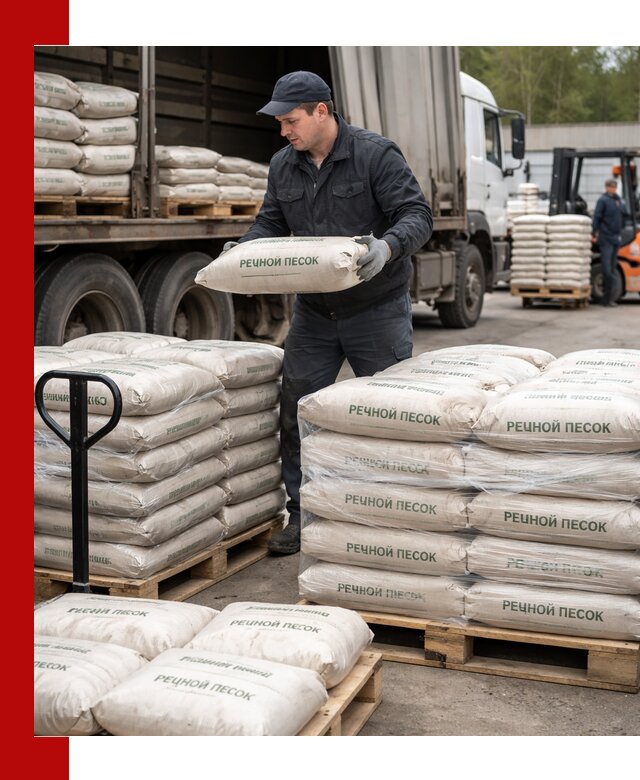 Речной песок в мешках с доставкой в Белореченске