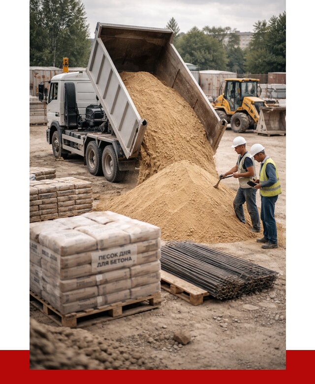 Песок для бетона в Белореченске от 2536 р. с доставкой, ПРОНЕРУДБлч