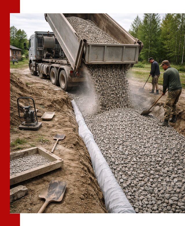Гравий для дренажа с доставкой в Белореченске качественный и недорогой
