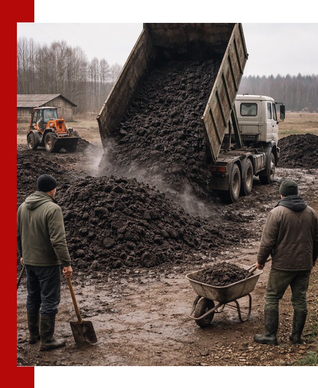 Доставка низинного торфа с разгрузкой и доставкой в Белореченске