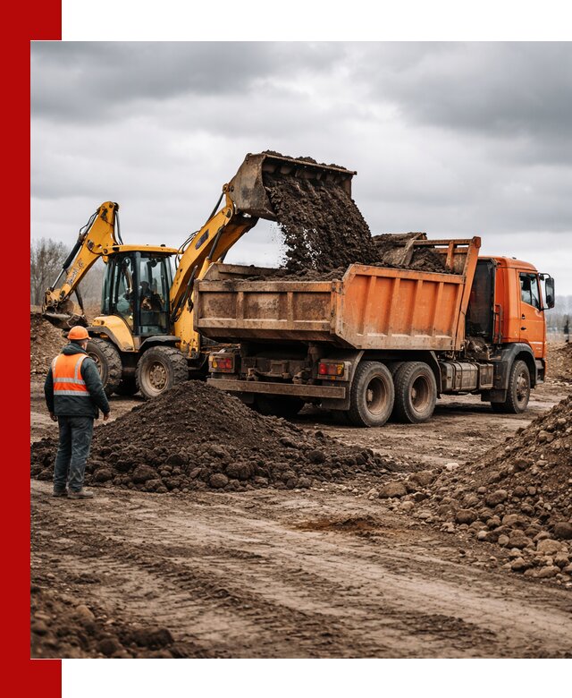 Вывоз грунта и строительного мусора в Белореченске грузовыми самосвалами