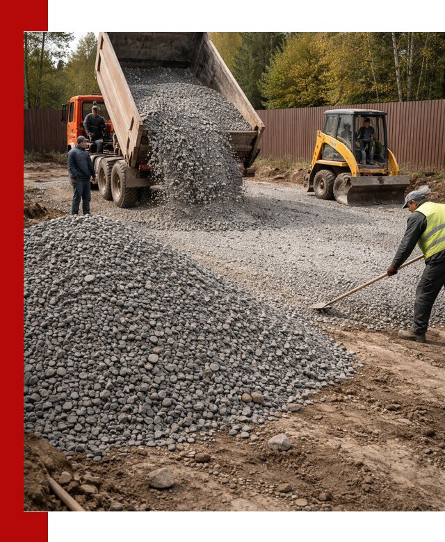 Отсыпка участка щебнем с доставкой и уплотнением в Белореченске