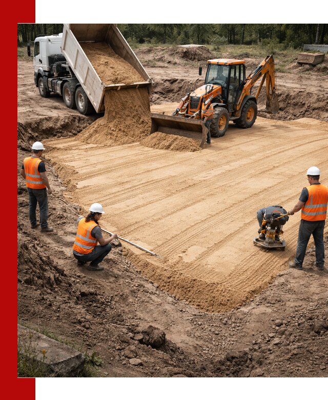 Устройство песчаной подушки для фундаментов и дорог в Белореченске